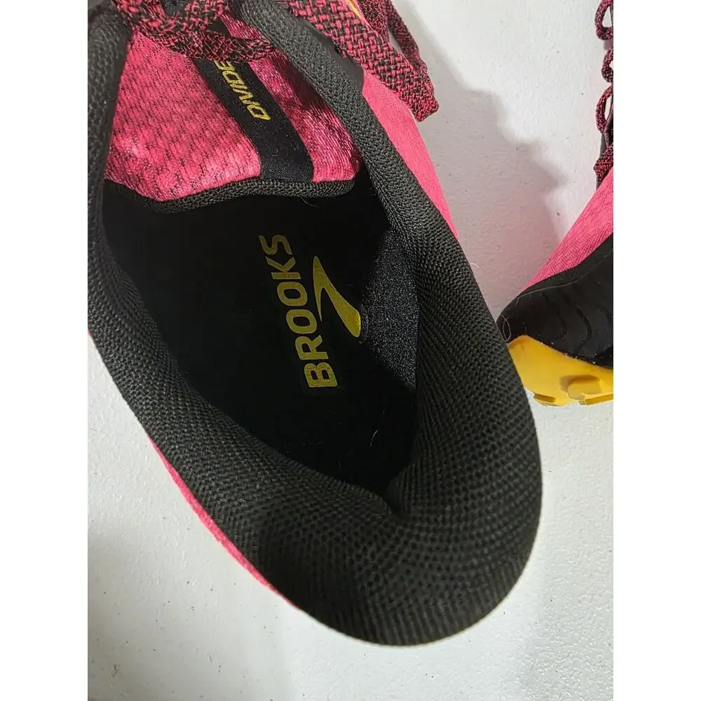 Brooks Divide 4 Shoes Womens Size 12 Pink Black Yellow Trail Running Sneakers